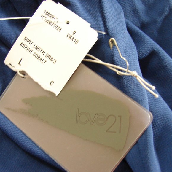 Cobalt Blue Classic Dress w/ Belt - L- Love 21 NWT - Picture 16 of 16